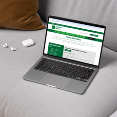 Image of open laptop with Security Bank website open